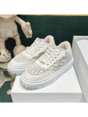 Dior Addict Sneakers in Grey Toile de Jouy Embroidered Shearling 2021 
