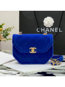 Chanel Velvet Mini Flap Bag AS2597 Blue 2021