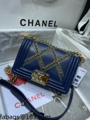 Chanel Chain Quilted Leather Small Boy Flap Bag A67085 Blue 2021 