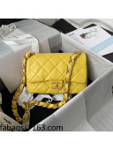Chanel Lambskin Classic Flap Bag with Chain Strap AS3214 Yellow 2021 