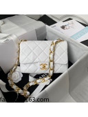 Chanel Lambskin Classic Flap Bag with Chain Strap AS3214 White 2021 