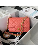 Chanel Lambskin Classic Flap Bag with Chain Strap AS3214 Coral Pink 2021 