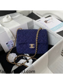 Chanel Sequins Tweed Mini Sqaure Flap Bag AS2819 Navy Blue 2021 