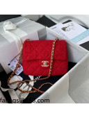 Chanel Sequins Tweed Mini Sqaure Flap Bag AS2819 Red 2021 