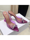 Amina Muaddi TPU Pointed Slide Sandals with Crystal Bow 9.5cm Purple 2021 54