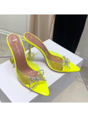 Amina Muaddi TPU Pointed Slide Sandals with Crystal Bow 9.5cm Yellow 2021 58