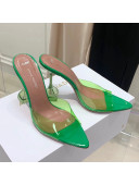 Amina Muaddi TPU Pointed Slide Sandals 9.5cm Green 2021 63