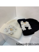 Chanel Rabbit Fur Knit Hat White/Black 2021 122239