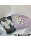 Chanel Rabbit Fur Knit Hat Purple/Gray 2021 122242