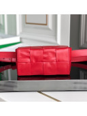 Bottega Veneta Belt Cassette Bag in Wax Maxi-Woven Calfskin Tomato Red 2021
