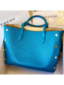Givenchy Bond Tote Bag in Logo Embossed Calfskin Light Blue 2021