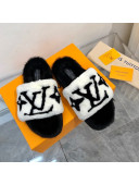 Louis Vuitton Mink Fur and Shearling Flat Slide Sandals White/Black 2021 13