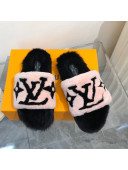 Louis Vuitton Mink Fur and Shearling Flat Slide Sandals Pnk/Black 2021 15