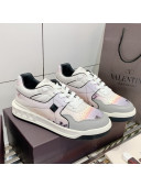 Valentino One Stud Print Leather Low-Top Sneakers Grey/White 2021
