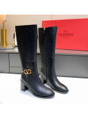 Valentino VLogo Calfskin High Boots 6.5cm Black 2021 04