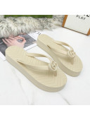 Gucci Platform Thong Slide Sandals All White 2021