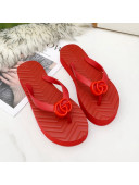 Gucci Platform Thong Slide Sandals All Red 2021