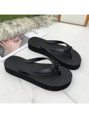 Gucci Platform Thong Slide Sandals All Black 2021