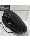 Chanel Leather Beret Hat Black 2021 12
