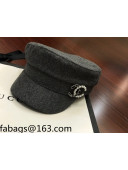 Chanel Wool Hat with CC Charm Gray 2021 