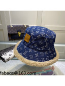 Louis Vuitton Monogram Denim and Shearling Bucket Hat Blue 2021