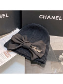 Chanel Knit Hat with Bow Black 2021 30