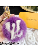 Louis Vuitton LV Fur Bag Charm and Key Holder Purple 2021 07