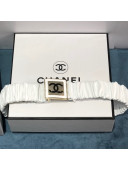 Chanel Pleated Lambskin Belt 3cm with CC Square Buckle AA7800 White 2021