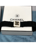 Chanel Pleated Fabric Belt 3cm with CC Square Buckle AA7800 Black 2021