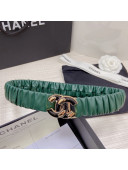 Chanel Pleated Lambskin Belt 3cm with CC Buckle AA7696 Green 2021