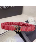 Chanel Pleated Lambskin Belt 3cm with CC Buckle AA7696 Burgundy 2021