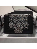 Chanel Wool Crystal Small Boy Flap Bag A67086 Black 2019