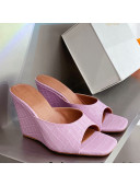 Amina Muaddi Stone Embossed Leather Wedge Sandals 9.5cm Purple 2021 10