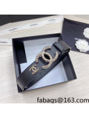 Chanel Calfskin Belt 3cm with Metallic CC Buckle Black 2022 74