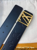 Louis Vuitton Monogram Leather Belt 4cm with Framed LV Buckle Black/Gold 2022 031144