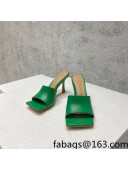 Bottega Veneta Stretch Lambskin High Heel Slide Sandals 9.5cm Green 2022 032152