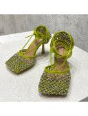 Bottega Veneta Sparkle Stretch Crystal Mesh Sandals 9cm Kiwi Green 2022