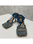 Bottega Veneta Sparkle Stretch Crystal Mesh Sandals 9cm Blue 2022