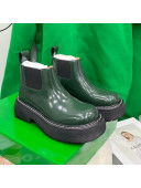 Bottega Veneta Swell Brush Leather Ankle Boots Bottle Green/Black 2021 36