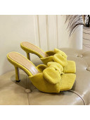 Bottega Veneta Towel Bow High Heel Slide Sandals 10cm Yellow 2022