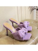 Bottega Veneta Towel Bow High Heel Slide Sandals 10cm Purple 2022