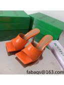 Bottega Veneta Stretch Patent Leather High Heel Slide Sandals 9cm Orange 2022
