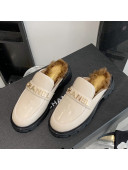 Chanel Patent Leather & Shearling Mules Light Beige 2021 89