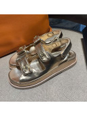 Chanel Metallic Leather Strap Flat Sandals G35927 Gold 2021