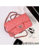 Chanel Iridescent Grained Mini Flap Bag A69900 Pink/Silver 2021 27