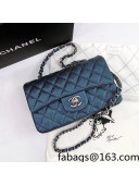 Chanel Iridescent Grained Mini Flap Bag A69900 Navy Blue/Silver 2021 28