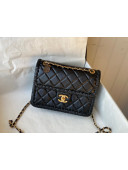 Chanel Calfskin Braided Trim Small Square Flap Bag AS2496 Black 2022
