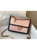 Chanel Calfskin Braided Trim Small Square Flap Bag AS2496 Pink 2022