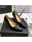 Chanel Vintage Buckle Calfskin High Heel Pumps 8cm Black 2022 16