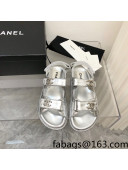 Chanel Strap Flat Sandals Silver 2022 25